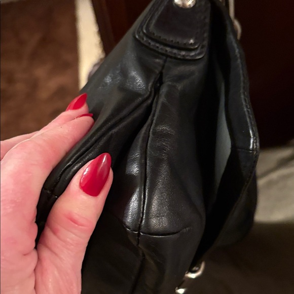 Coach Kristin Black Leather Shoulder Bag with large Silver hang tagL0968-14755 - Picture 8 of 12